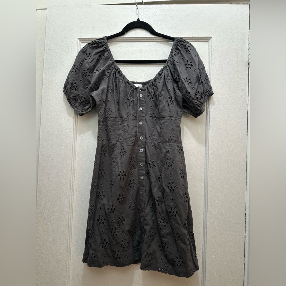NSR eyelet puff sleeve dress